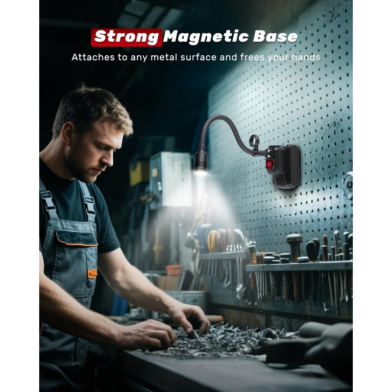 Napatyre Magnetic Work Light, 4400mAh Rechargeable Flexible Gooseneck Work Light