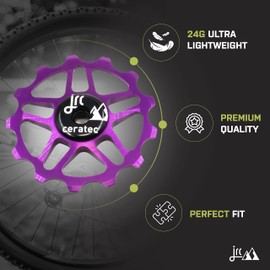 JRC Components Pair of 13T Jockey Wheels for Shimano MTB 12SPEED | Ceramic Derailleur Pulley Wheel | Hybrid Ceramic Bearing |MTB Bike Rear Derailleur Pulley Wheels |Hybrid Ceramic Pulley Wheels-Purple