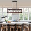 Ship From USA,32" Red Wood Industrial Farmhouse Rectangle Pendant Light,