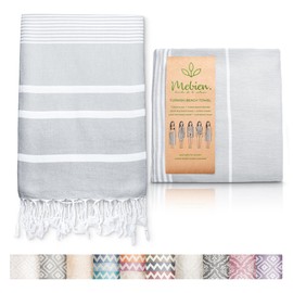 Mebien touche de la nature Turkish Towels Beach Towels Oversized (35”x67”) Beach Towels for Adults Quick Dry and Sand Free Beach Towel Beach Blanket 100% Cotton Turkish Towel - Silver Grey