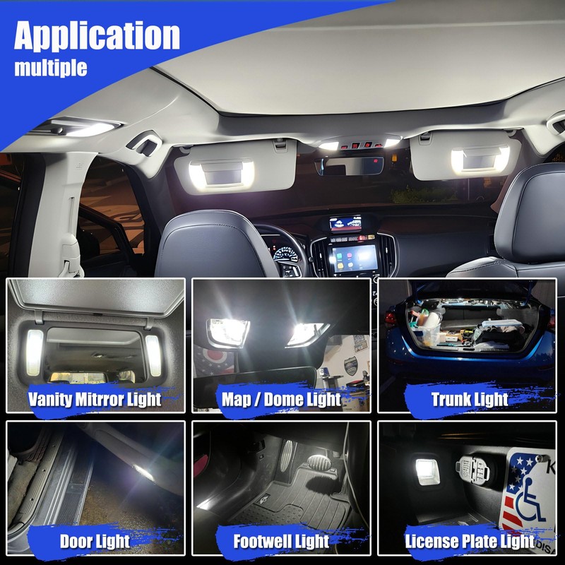 YESCHE 50-Pack LED Interior Light Kit Map Dome Bulb for