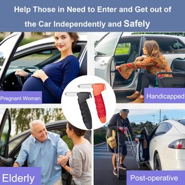 Car Door Handle for Elderly, Door Grab Handle Assist, Ultra Grip Mobility Handle for Car, Car Door Latch Bar for Easily Get Out of Car, Anti-Slip Design, Black/2 Pack