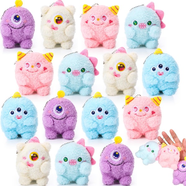 Aoriher 15 Pcs Halloween Stuffed Toys Mini Halloween Plush Toys Small Devil Ghost Plush Keychain Stuffed Toy for Halloween Christmas Birthday Party Favors Goodie Bag Fillers (Fresh Style)