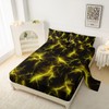 QOOMO Yellow Lightning Fitted Sheet Set Queen Size,Modern Neon Glowing