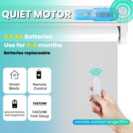 Allesin Motorized Roller Blinds with Remote Control for Windows, Blackout Smart Roller Shade, Battery Powered Electric Smart Blind for Home & Office(White,H72 x W38)