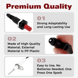 2Pack Propane Push Button Piezo Igniter Kit, Piezo Spark Ignition with Threaded Ceramic Electrode Ignition Plug Type of 1 Out 2, Wire 1 Meter, Fit for Gas Grill Range Heater Stove Kitchen lgniter