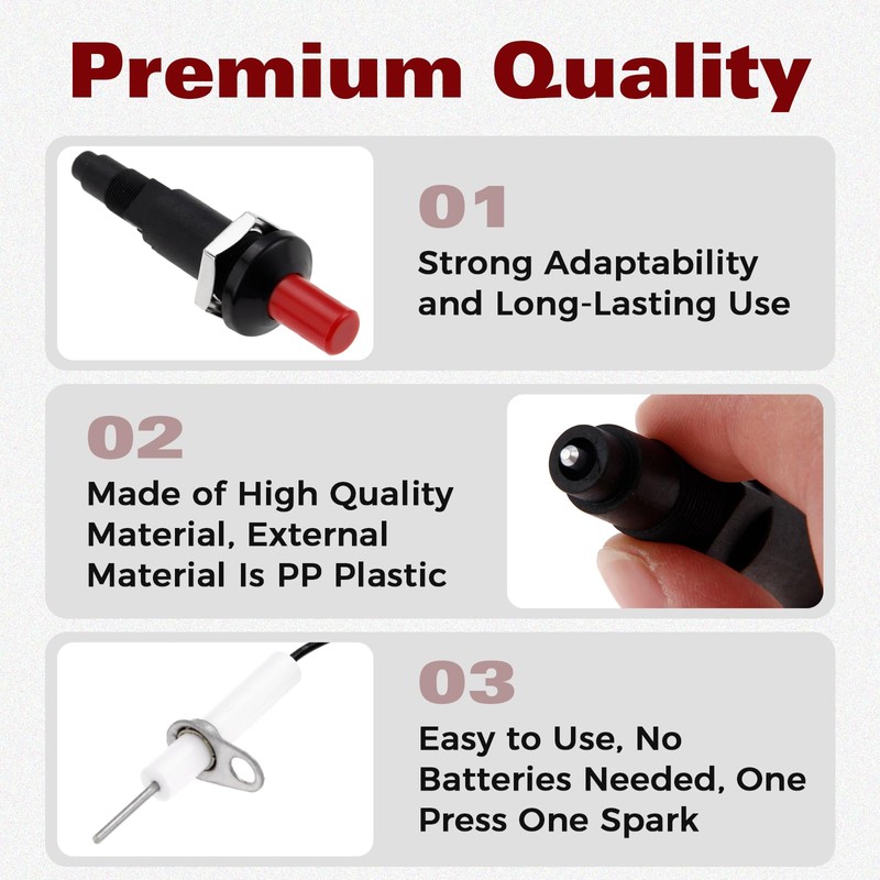 2Pack Propane Push Button Piezo Igniter Kit, Piezo Spark Ignition