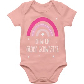 Shirtracer - Baby Bodysuit Boy Girl - I Will Be Big Sister - Rainbow - Big Sister, 1 baby pink, 6-12 months