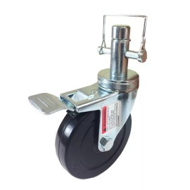 HYWELD 5" Scaffold Rolling Tower Caster 1 Inch round stem Hard Rubber Wheel Caster - Set of 2