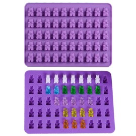 Gummy Bear Silicone Mold Mini Cute Bear Shaped Candy Mold 2PCS-50 Cavity Gummy Bear Chocolate Mold Non Stick Food Grade Ice Cube Trays Jelly Mould