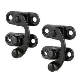 Pack of 2 Antique Vintage Quick Lock Locking Hooks Small with Screws Right Latch Hooks Hasp Latch for Small Wooden Box, Jewellery Box, Wine Box, Black