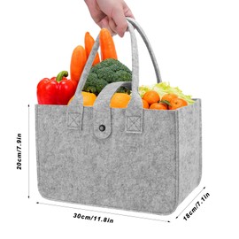 Felt Bag Large 20 L, Felt Bags Shopper, Shopping Bag Large, Foldable Carry Bag, Felt Bag, Felt Shopping Basket, Toy Bag for Shopping Going Out, Storage, Clothes Basket (39 x 26 x 20 cm), gray