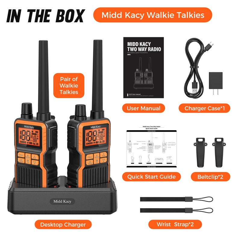 Midd Kacy MK108 Walkie Talkies,2 Way Radio Long Range,60 Channel