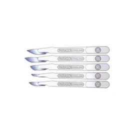 neoLab Stainless Steel Disposable Scalpels with Polyamide Handle, Sterile, Silver, 140 mm Length, Fig 15, Pack of 10