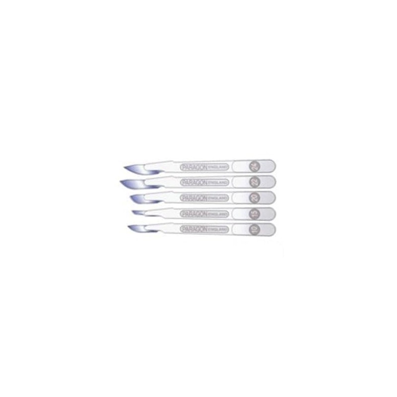 neoLab Stainless Steel Disposable Scalpels with Polyamide Handle, Sterile, Silver,