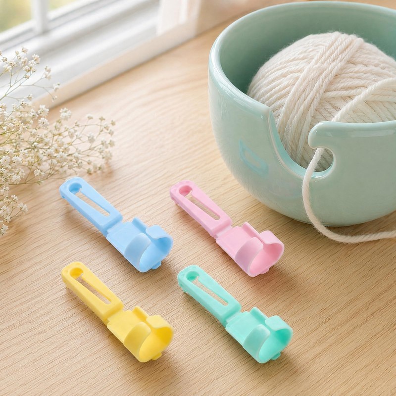 4PCS Yarn Guide Finger Holder Knitting Thimble Tool, Adjustable Plastic