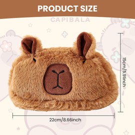 Capybara Animal Pencil Pouch, Cute Pencil Case for Girls, Portable Stationery Pencil Bag, Fluffy Pencil Pouch with Zipper for School & Office Supplies, Desk Organizer for College