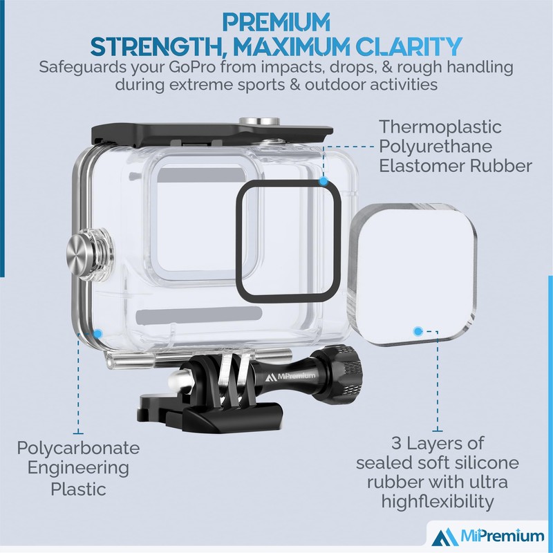 MiPremium Waterproof Case for GoPro Hero 13/12/11/10/9 Black Underwater Diving