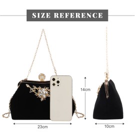 EVEOUT Women Evening Clutches Rhinestone Embellished Wedding Handbag Shoulder Bag Purse for Prom Party, black, Elegant
