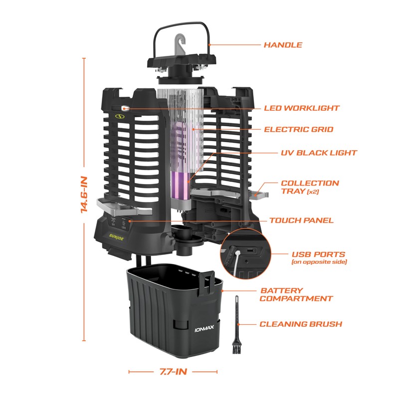 Sun Joe 24V-BZ100-LTE 24-Volt* IONMAX Cordless Indoor/Outdoor Bug Zapper Kit,