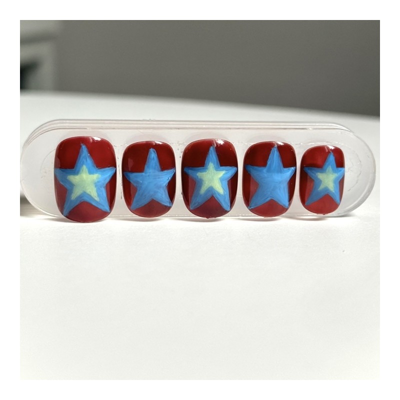 06:10AM, Blue Fragment Spawn |Retro star nail - stiletto /