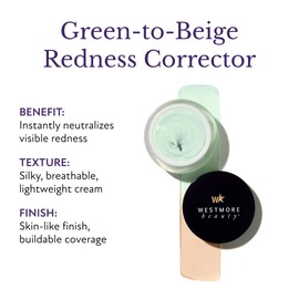 Westmore Beauty Redzone Edit 1 FL OZ - Color Correcting Cream, CC Corrector for Dark Circles, Redness and Face, Green Primer