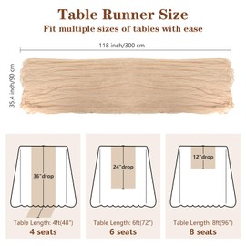 85 Pcs Boho Table Runner Set, Cheesecloth Table Runner, Round Wooden Candle Plate, 6 Cloth Napkins, 6 Wooden Bead Napkin Rings, 70 PCS Dried Pampas Grass Decor and White Vase for Kitchen Table Decor