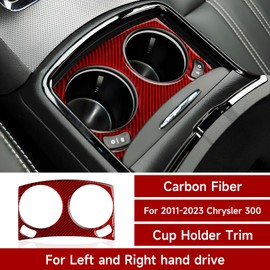 BRMYL Car Front Cup Holder Cover Decals for 2011-2023 Chrysler 300 / 300C / 300S / Limited/Touring/Base Accessories Carbon Fiber Interior Stickers