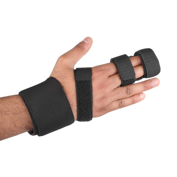 Two Finger Splint Brace – Detachable Finger Immobilizer Splint – Removable Straps for Comfort Fit – Suitable for Left or Right Hand (Small)