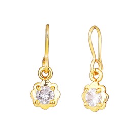 Estele 24 Kt Gold Plated Stone Drop Floral Small Dangle Earrings with fish hook and Cubic zirconias for Women, One Size (AD-070/708 ER) Suitable for All Occasions