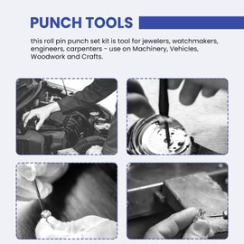 Roll Pin Punch Set with Storage Pouch,Smithing Punch Removing Repair Tools,with Bench Block Pin Punches and Hammer