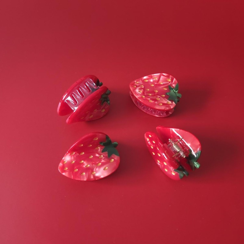 Strawberry Claw Clips,Cellulose Acetate Hair Clips,Small Claw Clips for Women