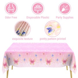 Butterfly Tablecloth 2 Pack Pastel Plastic Tablecloth Butterfly Table Cloth Disposable Butterflies Table Cover for Butterflies Baby Shower Decoration Spring Theme Birthday Party Supplies 108 x 54 Inch