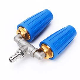 SEPLY Dual Turbo Nozzle Pressure Washer, 360° Rotating Turbo Nozzle for Power Washer with 1/4" Quick Connector, 2.5 Orifice Twin Turbo Nozzle, 4-6 GPM, 4000 PSI Max(Blue)