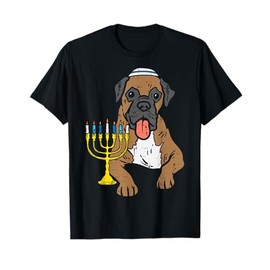 Jewish Boxer Dog Menorah Hanukkah Pajamas Chanukah PJs T-Shirt