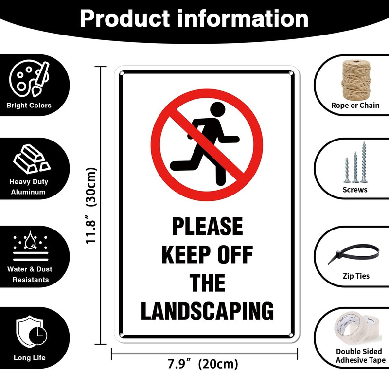 Kadezia 7.8" x 11.9" Aluminum "Please Keep Off the Landscaping"
