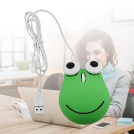 ciciglow Wired Cute Mouse, USB Wired Mouse Ergonomic Design Animal Green Frog Shape Corded Computer Mouse for Kids, for Laptop PC