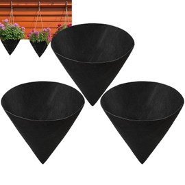 3Pcs Cone Shaped Hanging Basket Liners 12/14/16 Inch, Garden Planter Liners, Felt Flower Basket, Hanging Baskets Inserts for Indoor Outdoor Flower Vegetable Growth, Avoid Bird Nesting