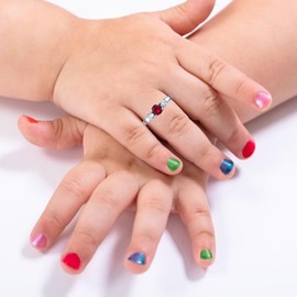 AILAAILA Kids Rings for Teen Girls Birthstone Rings Size 1 2 3 4 Birthday Gifts Stainless Steel Jewelry Ruby Rings for Women Mother Daughters Girlfriend July Size 2