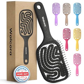 Walcora Hair Brush without Pulling, Detangling Brush & Detangler Brush for Women, Men & Children, for Curls, Wet, Fine & Long Hair, Hair Brush - Black