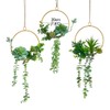 SWTHONY人工多肉花輪セット3点懸垂金色幾何学花輪緑色花輪壁装飾結婚式パーティー苗場背景用