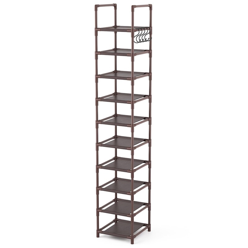 LANTEFUL Tall Shoe Rack 10-Tier Narrow Shoe Shelf Storage for