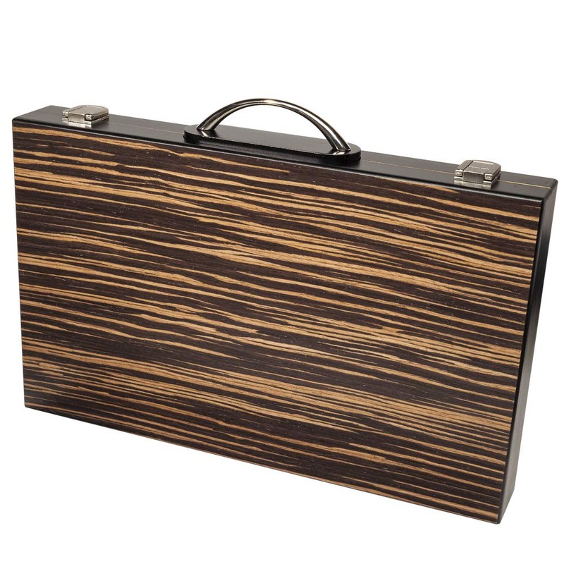 WE Games Black Zebra Wood Backgammon Set -15 in.