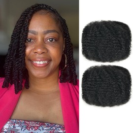 ToyoTress Afro Kinkys Bulk Human Hair - 14 Inch 2 Packs (100g) Afro Kinky Human Hair Bundle For Mini Twist Crochet Braids Locs Dreadlocks Braiding Hair Extensions (14 Inch, 1B-2P)