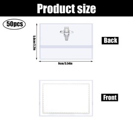 Pack of 50 Name Tags for Clothes, PVC Name Tags with Safety Pin and Clip, Soft and Durable, Recessed Design, with Clip & Pin for School, Company, Conferences, Travel