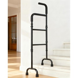 Stair Climbing Assist Cane & Elderly Stair Lift Assist - 13-Level Adjustable Height with Anti-Slip Handle & Stabilizing Feet, 300lbs Capacity for Seniors, Standard Steps-Patent Pending