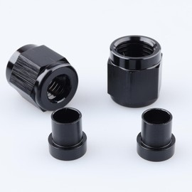 AC PERFORMANCE AN4 Black Aluminum Hardline Fitting -4 AN Female Tube Nut and Sleeve For 1/4'' (6.35mm) outer diameter alloy Tube Hose Line Fitting, Pack of 2