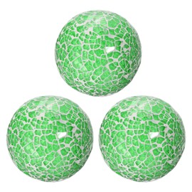 uxcell 3Pcs Decorative Glass Balls 3.15 Inch Orbs Centerpiece Balls Mosaic Glass Ball Sphere for Decor Bowls Vases Dining Table Party, Green