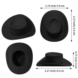 HKACSTHI 30 Pieces Mini Western Cowboy Hat Cowgirl Hat Doll Hats Plastic Cute Doll Hats Decoration Accessories for Party (Black)