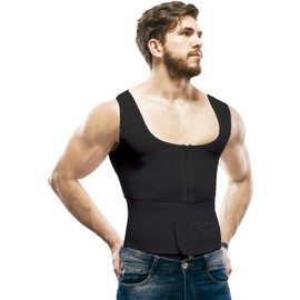 Faja Chaleco Corrector de Postura Para Hombre Galess. Faja Ajustable con Soporte Lumbar, Moldeadora, Comprime Abdomen 4913(Negro, 4XL)                